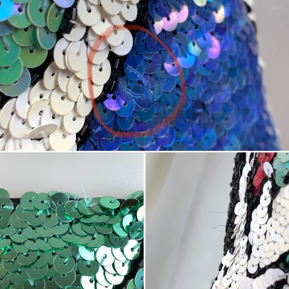 Oleg Cassini Silk Beaded Black Green Pink Bustier - Picture 7 of 7